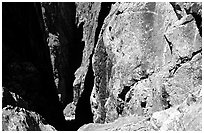 View down side canyon. Black Canyon of the Gunnison National Park, Colorado, USA. (black and white)