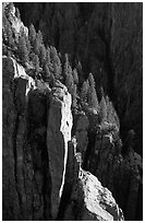 Island peaks at sunset, North rim. Black Canyon of the Gunnison National Park, Colorado, USA. (black and white)
