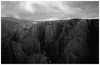 The Narrows seen from Chasm view at sunset, North rim. Black Canyon of the Gunnison National Park, Colorado, USA. (black and white)