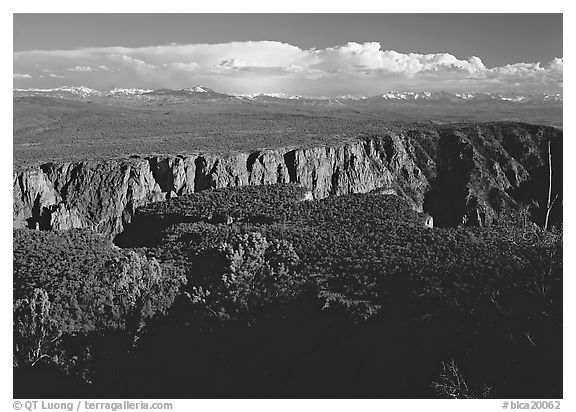 canyon from  North vista trail. Black Canyon of the Gunnison National Park (black and white)