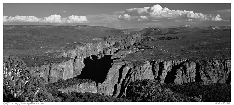 Black Canyon seen from a distance. Black Canyon of the Gunnison National Park (black and white)