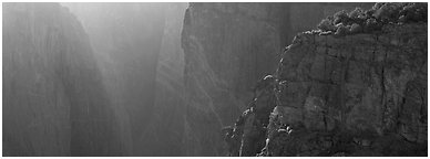 Chasm and light. Black Canyon of the Gunnison National Park (Panoramic black and white)