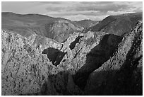 Canyon view from Tomichi Point. Black Canyon of the Gunnison National Park, Colorado, USA. (black and white)
