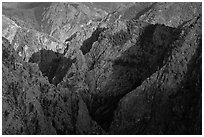 Canyon buttres from Tomichi Point. Black Canyon of the Gunnison National Park, Colorado, USA. (black and white)