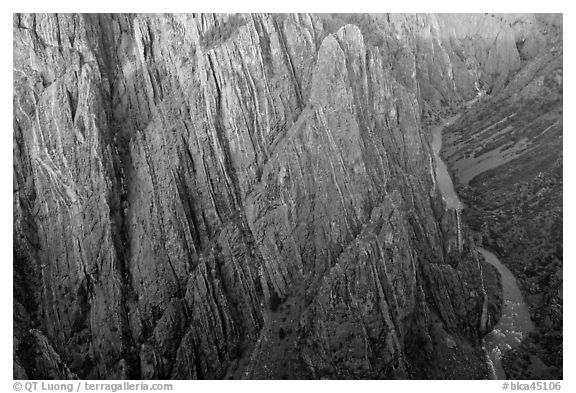 Gunisson River at Cross Fissures. Black Canyon of the Gunnison National Park (black and white)