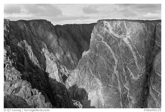 Painted wall from south rim. Black Canyon of the Gunnison National Park (black and white)