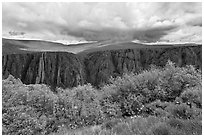 Canyon and storm clouds, Gunnison Point. Black Canyon of the Gunnison National Park, Colorado, USA. (black and white)