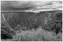Approaching storm, Tomichi Point. Black Canyon of the Gunnison National Park, Colorado, USA. (black and white)