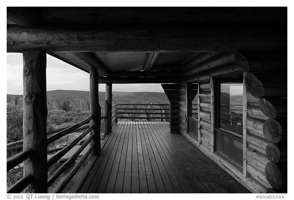 Visitor center porch. Black Canyon of the Gunnison National Park (black and white)