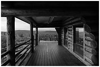 Visitor center porch. Black Canyon of the Gunnison National Park, Colorado, USA. (black and white)