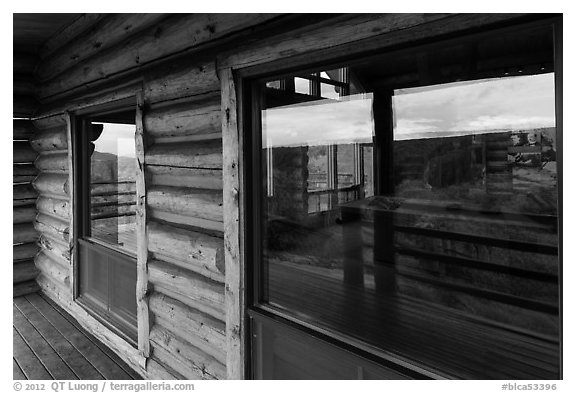 Visitor center windows. Black Canyon of the Gunnison National Park (black and white)