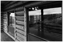 Visitor center windows. Black Canyon of the Gunnison National Park, Colorado, USA. (black and white)