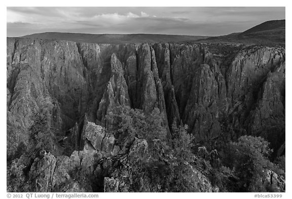 View from Gunnison point. Black Canyon of the Gunnison National Park (black and white)
