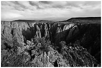 Wide view from Gunnison point. Black Canyon of the Gunnison National Park, Colorado, USA. (black and white)