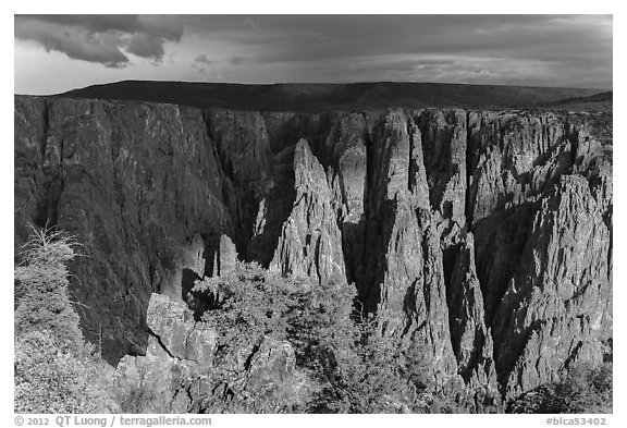 Approaching storm from Gunnison point. Black Canyon of the Gunnison National Park (black and white)