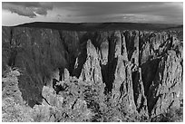 Approaching storm from Gunnison point. Black Canyon of the Gunnison National Park, Colorado, USA. (black and white)