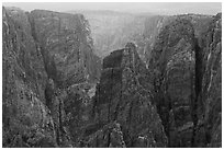 Storm light over canyon. Black Canyon of the Gunnison National Park, Colorado, USA. (black and white)