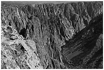 Park visitor looking, Pulpit rock overlook. Black Canyon of the Gunnison National Park, Colorado, USA. (black and white)