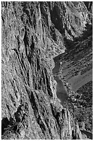 Cliffs and river in autumn. Black Canyon of the Gunnison National Park ( black and white)