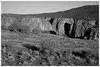 Plateau and gorge. Black Canyon of the Gunnison National Park, Colorado, USA. (black and white)