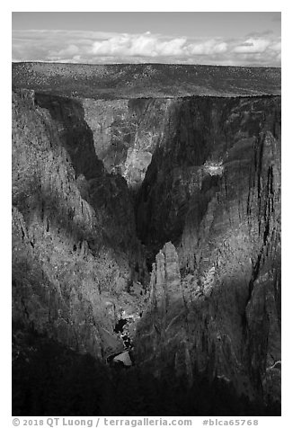 Light and shadows on the canyon. Black Canyon of the Gunnison National Park (black and white)