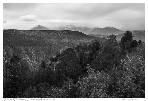 West Elk Mountains from High Point. Black Canyon of the Gunnison National Park (black and white)