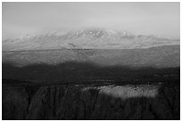 Last sunrays on rim. Black Canyon of the Gunnison National Park ( black and white)