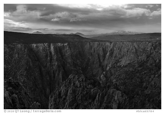 Warner Point, sunset. Black Canyon of the Gunnison National Park (black and white)