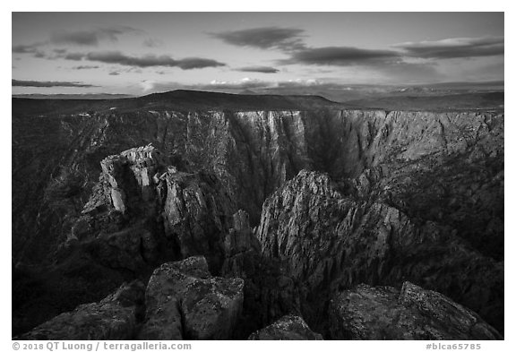 Warner Point, dusk. Black Canyon of the Gunnison National Park (black and white)