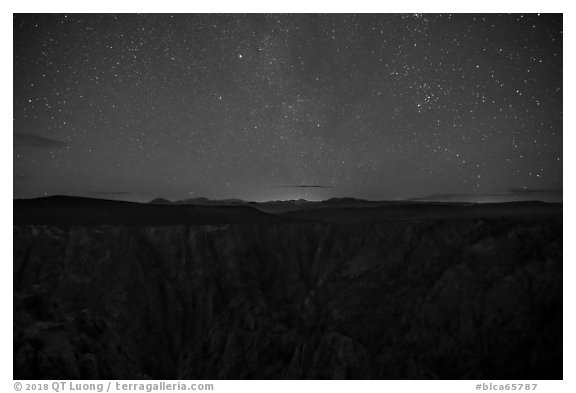 Warner Point, night. Black Canyon of the Gunnison National Park (black and white)