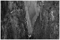 Canyon seen through notch, Rock Point. Black Canyon of the Gunnison National Park ( black and white)