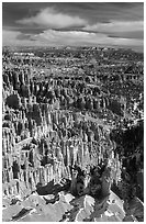 Silent City in Bryce Amphitheater from Bryce Point, morning. Bryce Canyon National Park, Utah, USA. (black and white)