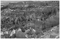 Hoodoos and blue snow from Inspiration Point. Bryce Canyon National Park, Utah, USA. (black and white)