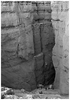 Navajo Trail descending between Hoodoos. Bryce Canyon National Park, Utah, USA. (black and white)