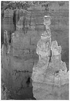 Thor's Hammer. Bryce Canyon National Park, Utah, USA. (black and white)