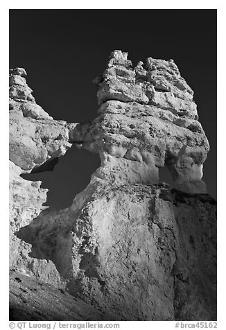 Openings through hoodoos. Bryce Canyon National Park (black and white)