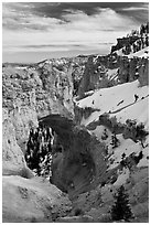 Pink limestone arch. Bryce Canyon National Park, Utah, USA. (black and white)