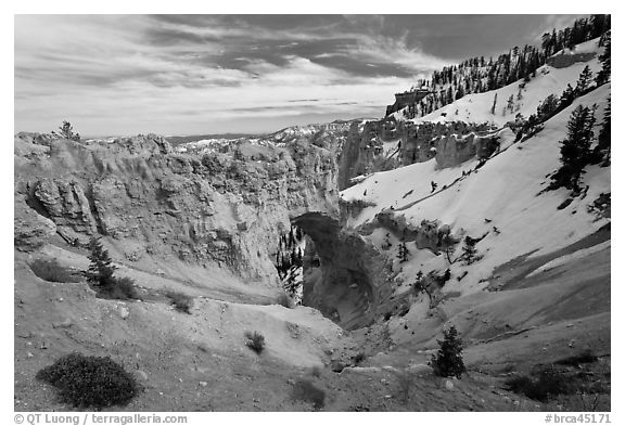 Natural opening in limestone wall. Bryce Canyon National Park, Utah, USA.