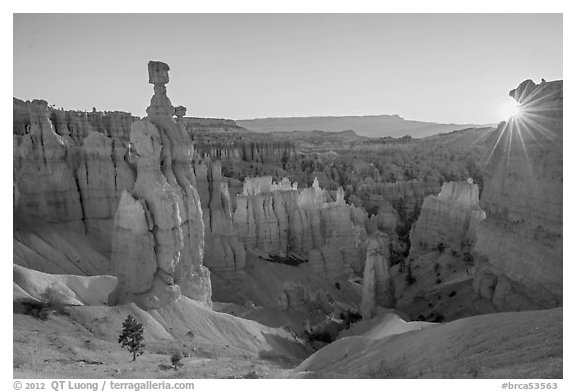 Thor Hammer and rising sun. Bryce Canyon National Park, Utah, USA.