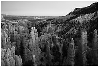 Hooodoos and canyon at dusk, Fairyland Point. Bryce Canyon National Park ( black and white)