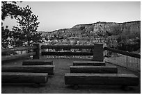 Amphitheater for geology talks, Bryce amphitheater rim. Bryce Canyon National Park ( black and white)