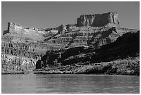 Dead Horse point seen from Colorado River. Canyonlands National Park ( black and white)