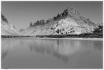 Colorado River at Spanish Bottom with camp in distance. Canyonlands National Park ( black and white)