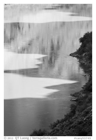 Cliff shadows and Colorado River. Canyonlands National Park (black and white)