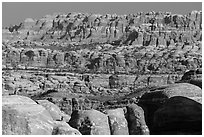 The Needles seen from the Doll House. Canyonlands National Park, Utah, USA. (black and white)