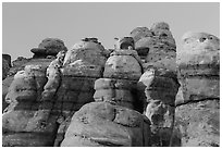 Pinnacles at sunset, Maze District. Canyonlands National Park, Utah, USA. (black and white)