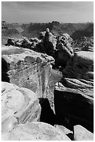 Fractured rocks, Surprise Valley, and Colorado River. Canyonlands National Park ( black and white)