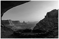 False Kiva ruin at sunset. Canyonlands National Park, Utah, USA. (black and white)