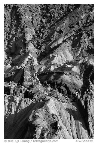 Colorful rocks in Upheaval Dome. Canyonlands National Park (black and white)