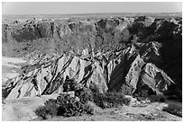 Person looking, Upheaval Dome. Canyonlands National Park, Utah, USA. (black and white)